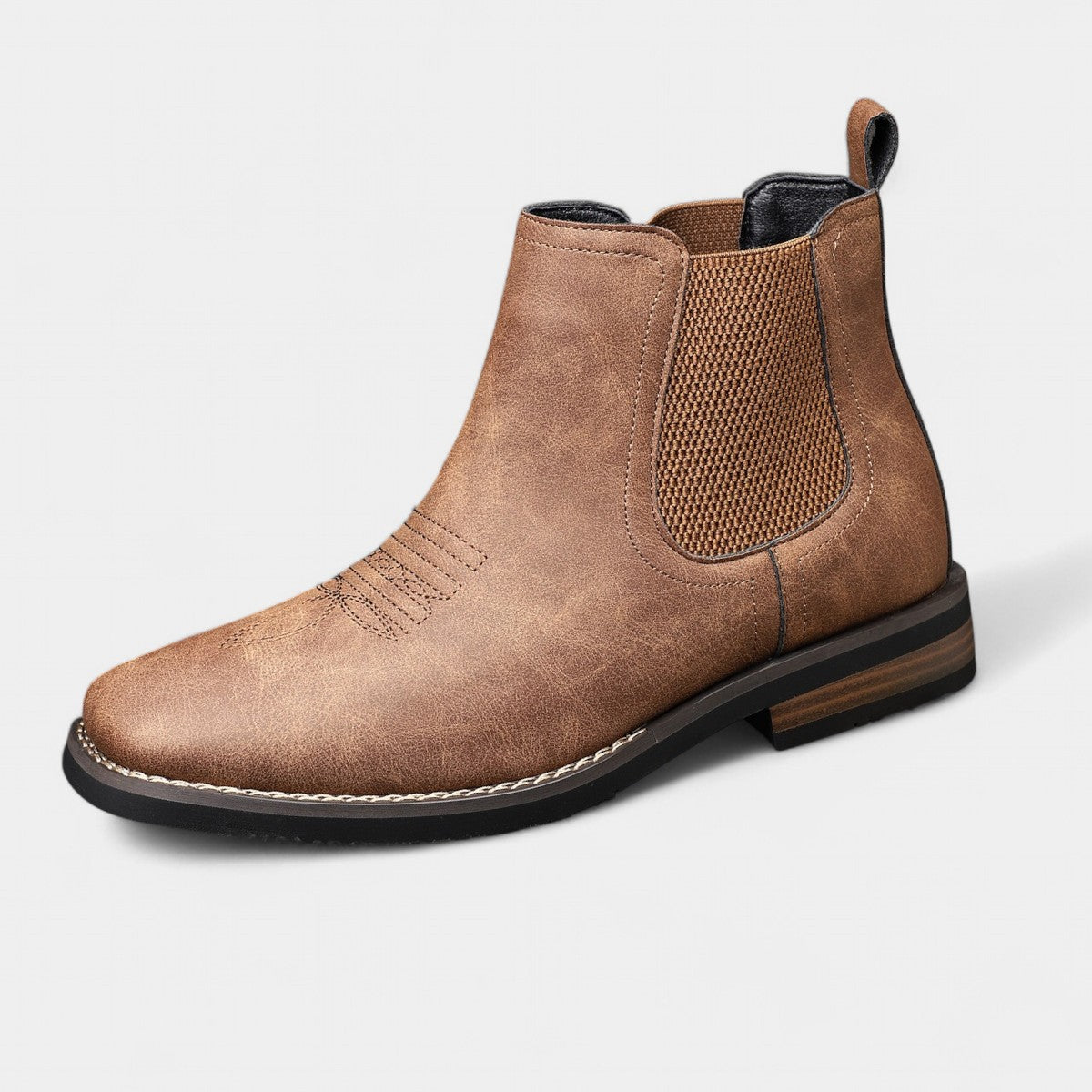 Rugged Men's Boots with Elastic Side Panels – Classic Style, Durable Comfort
