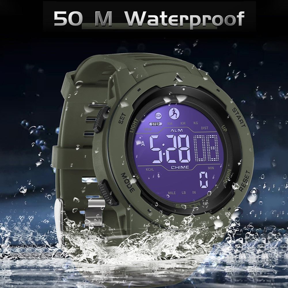 Digital Waterproof Military Pedometer Watch – Fitness, Outdoor Adventure