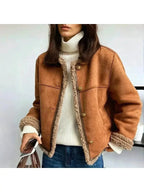 Shearling-Trimmed Suede Jacket – Casual Wear, Stylish Layering