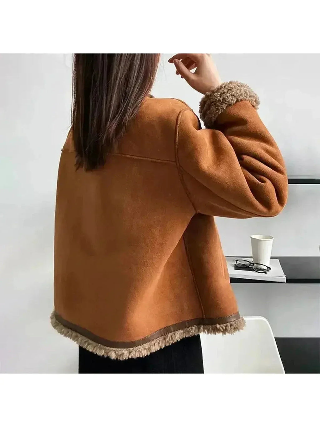 Shearling-Trimmed Suede Jacket – Casual Wear, Stylish Layering
