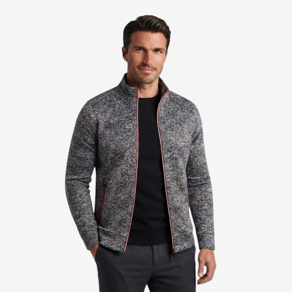 Slim-Fit Men's Knit Zip Jacket with High Neck – Casual, Everyday Wear