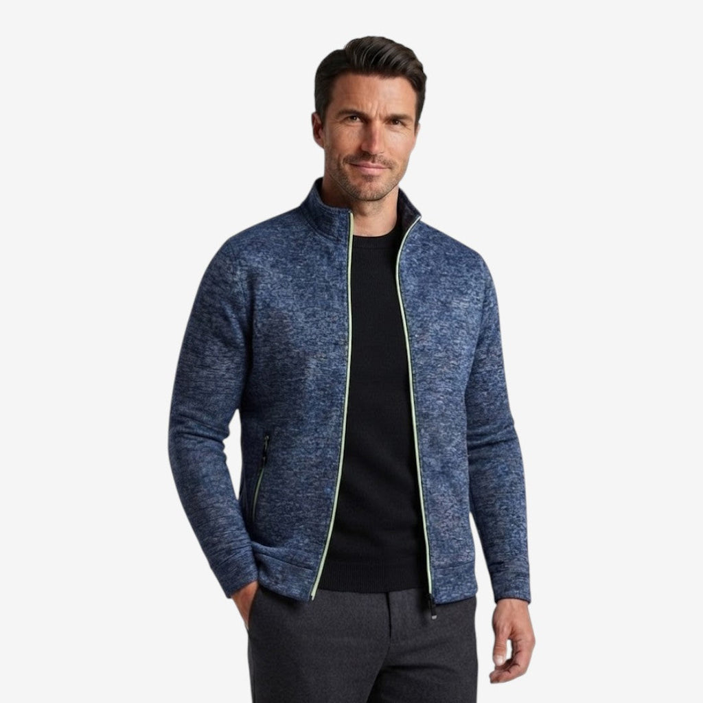 Slim-Fit Men's Knit Zip Jacket with High Neck – Casual, Everyday Wear