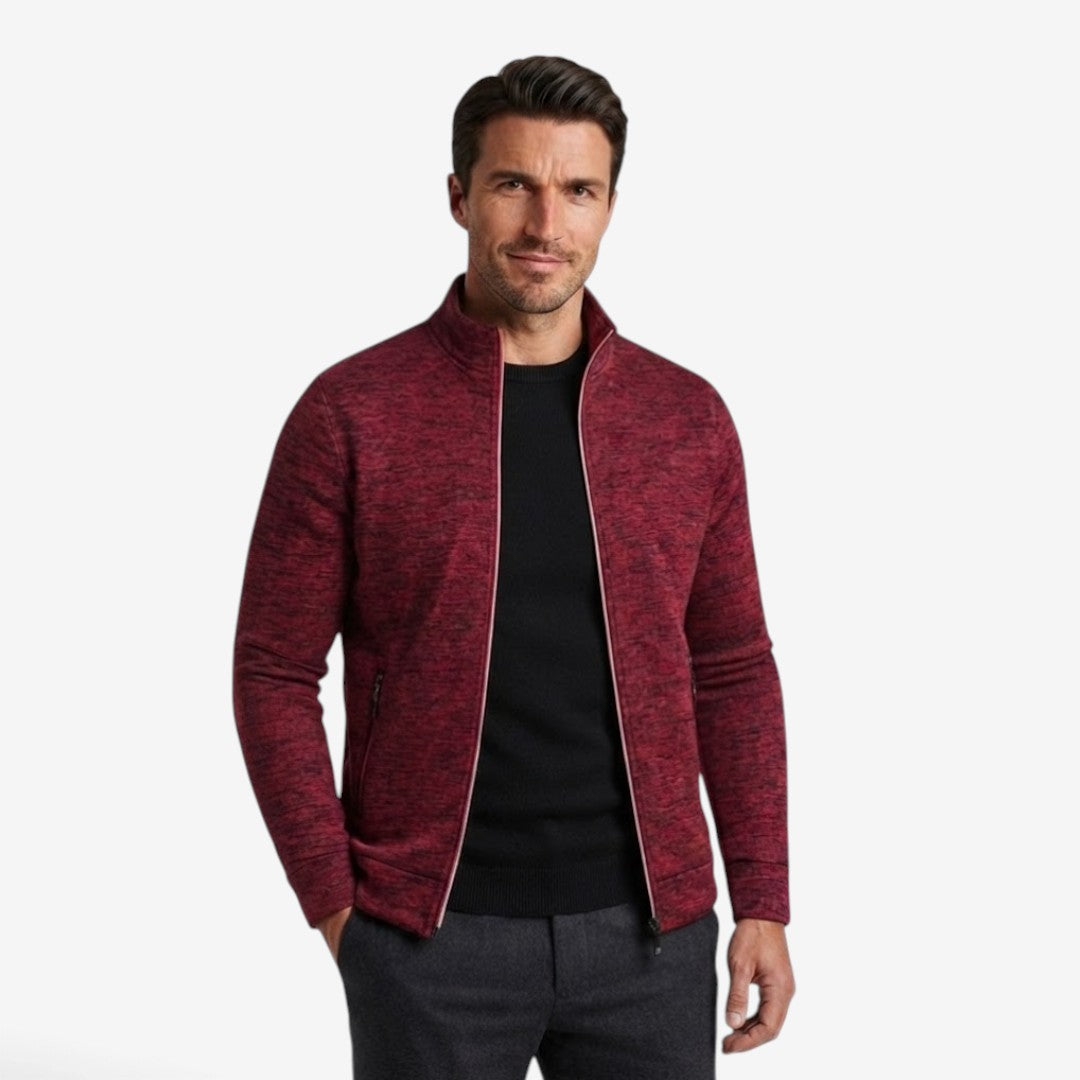 Slim-Fit Men's Knit Zip Jacket with High Neck – Casual, Everyday Wear