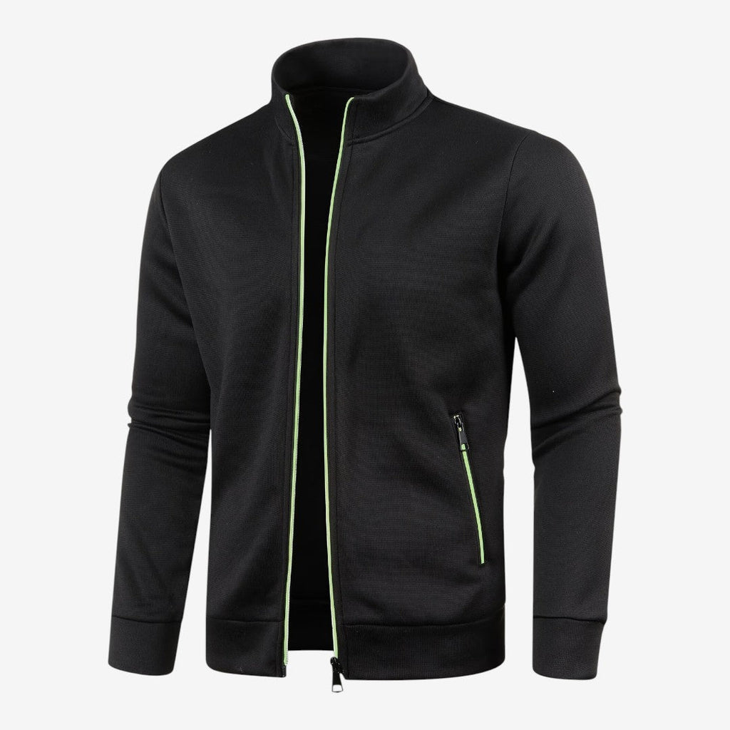 Slim-Fit Men's Knit Zip Jacket with High Neck – Casual, Everyday Wear