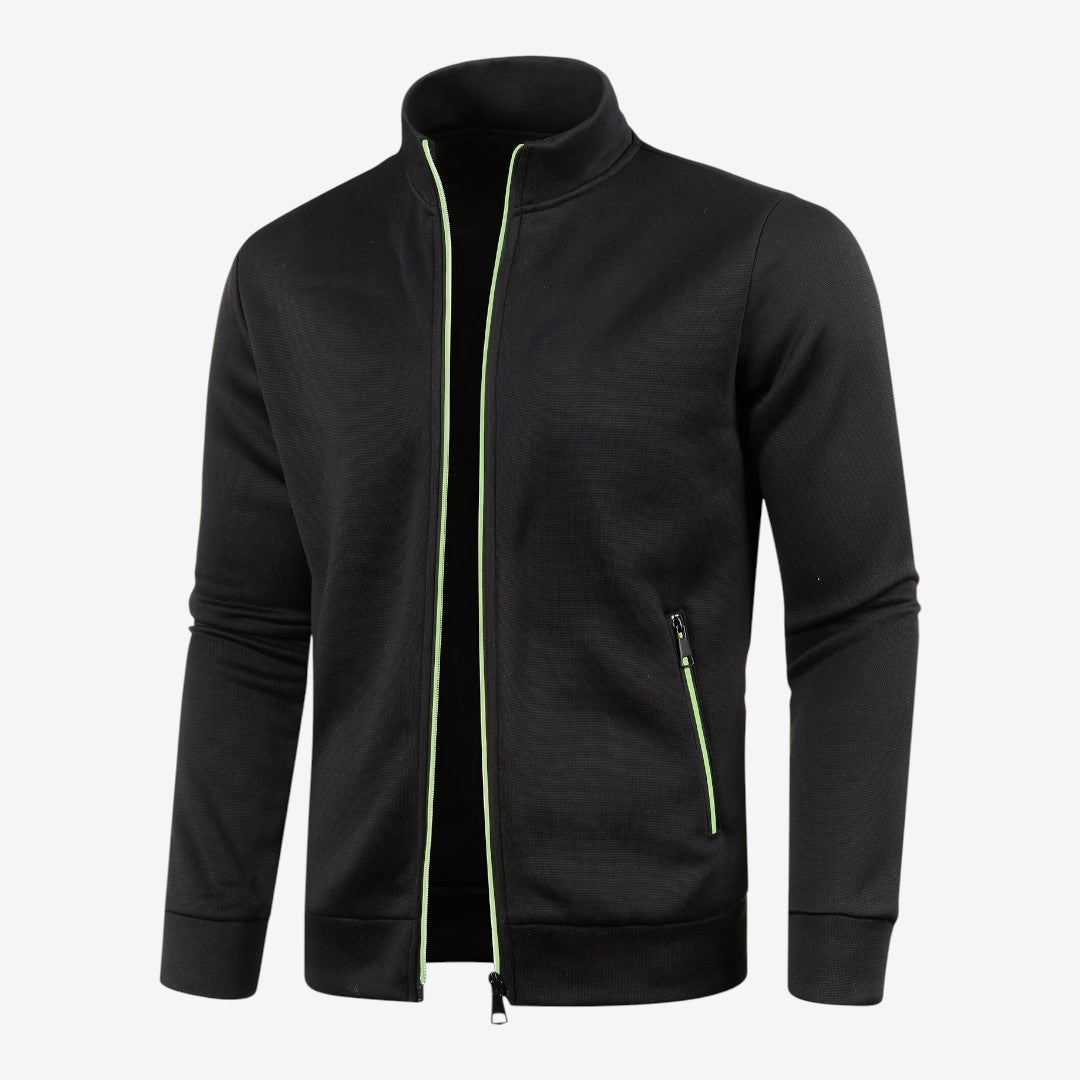Slim-Fit Men's Knit Zip Jacket with High Neck – Casual, Everyday Wear