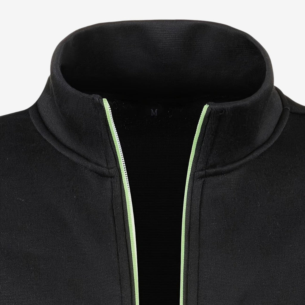 Slim-Fit Men's Knit Zip Jacket with High Neck – Casual, Everyday Wear
