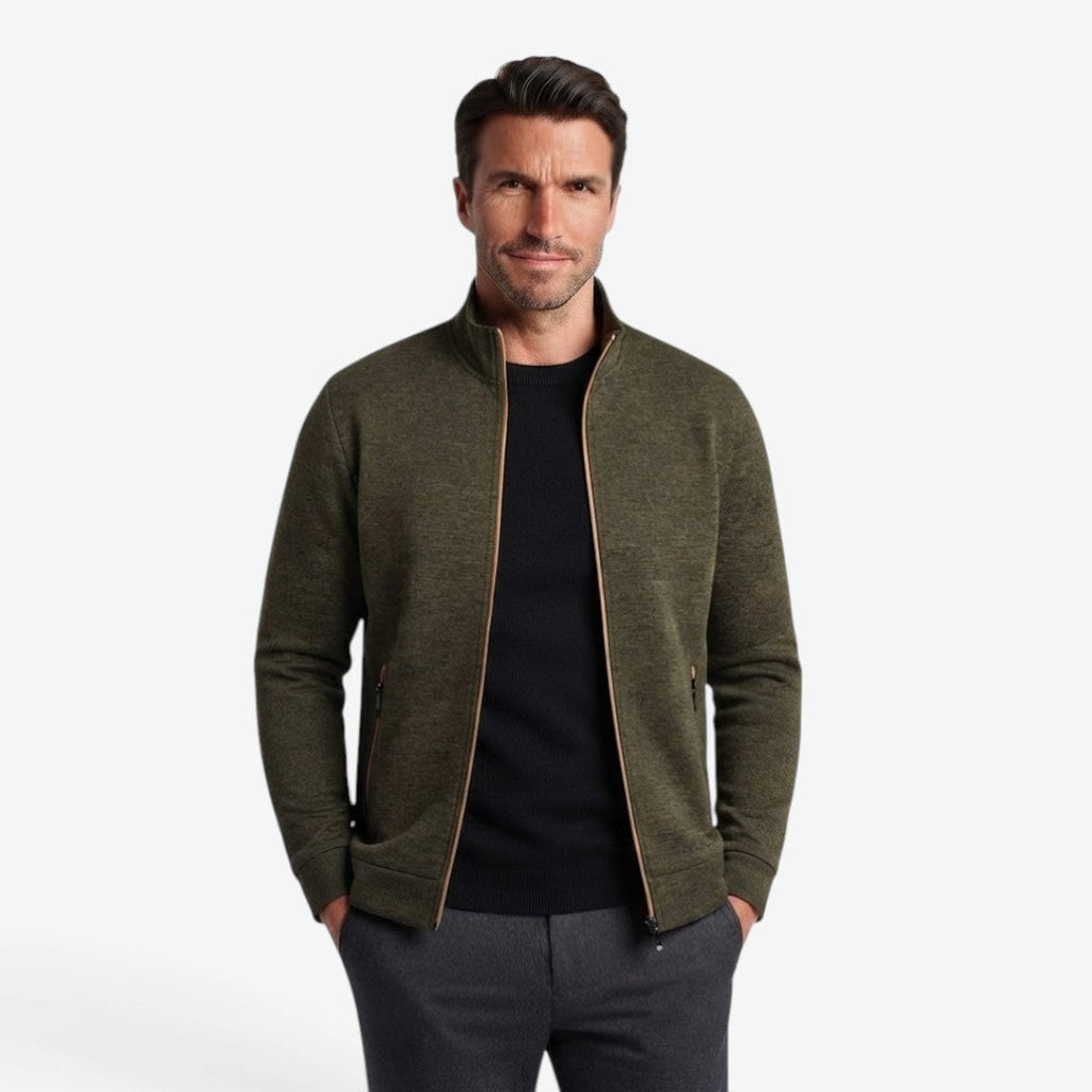 Slim-Fit Men's Knit Zip Jacket with High Neck – Casual, Everyday Wear