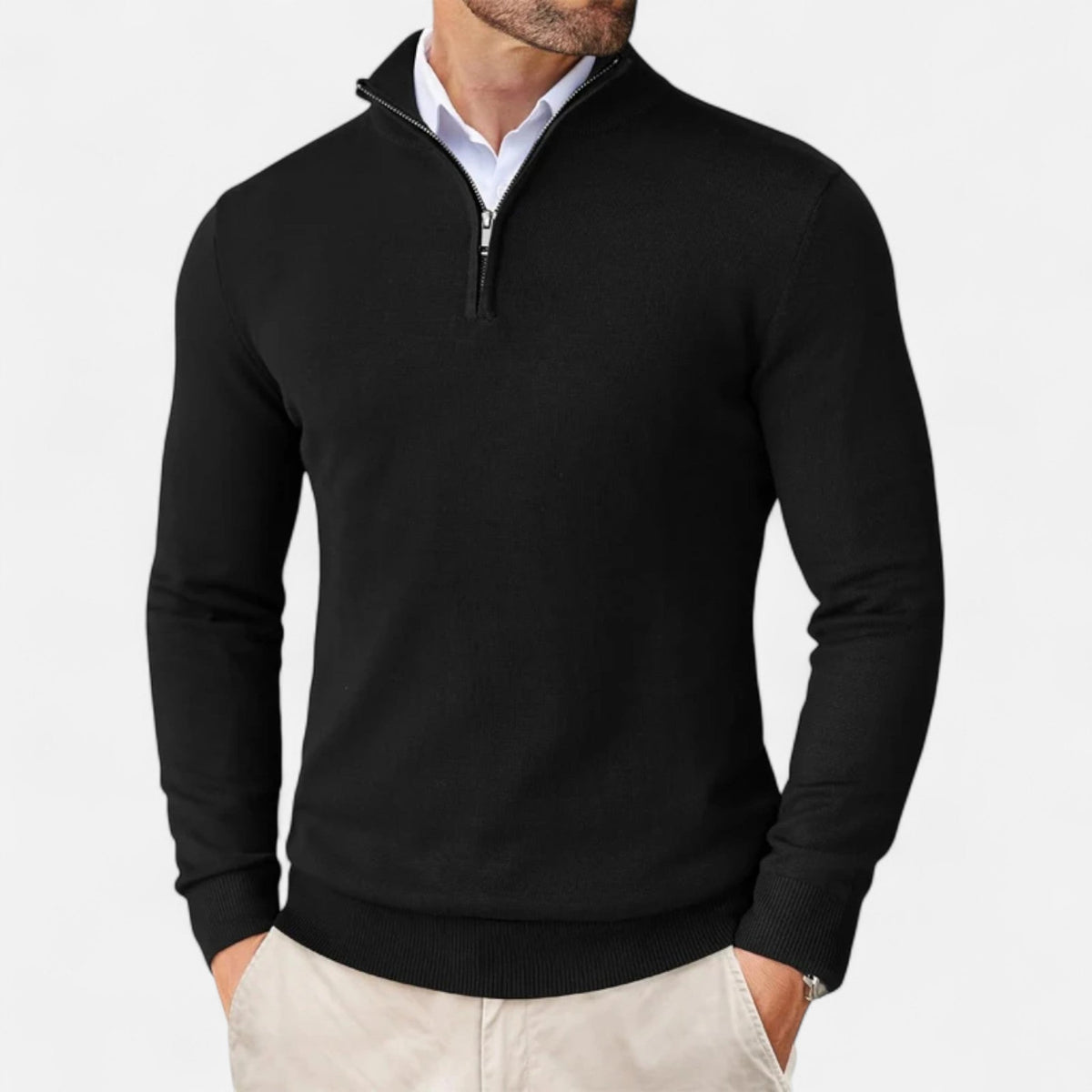 Slim-Fit Men's Zip-Up Sweater – Casual Wear, Everyday Comfort