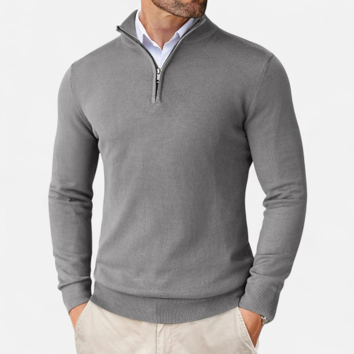 Slim-Fit Men's Zip-Up Sweater – Casual Wear, Everyday Comfort