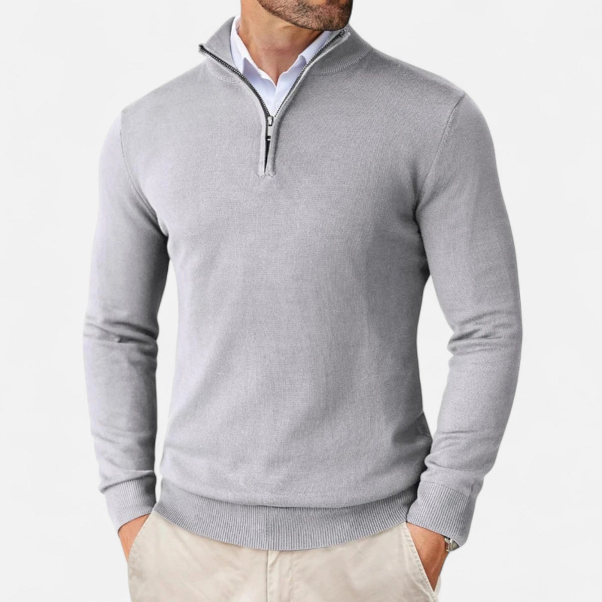 Slim-Fit Men's Zip-Up Sweater – Casual Wear, Everyday Comfort