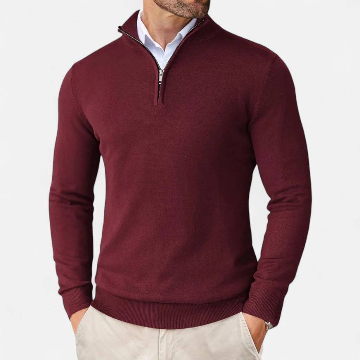 Slim-Fit Men's Zip-Up Sweater – Casual Wear, Everyday Comfort