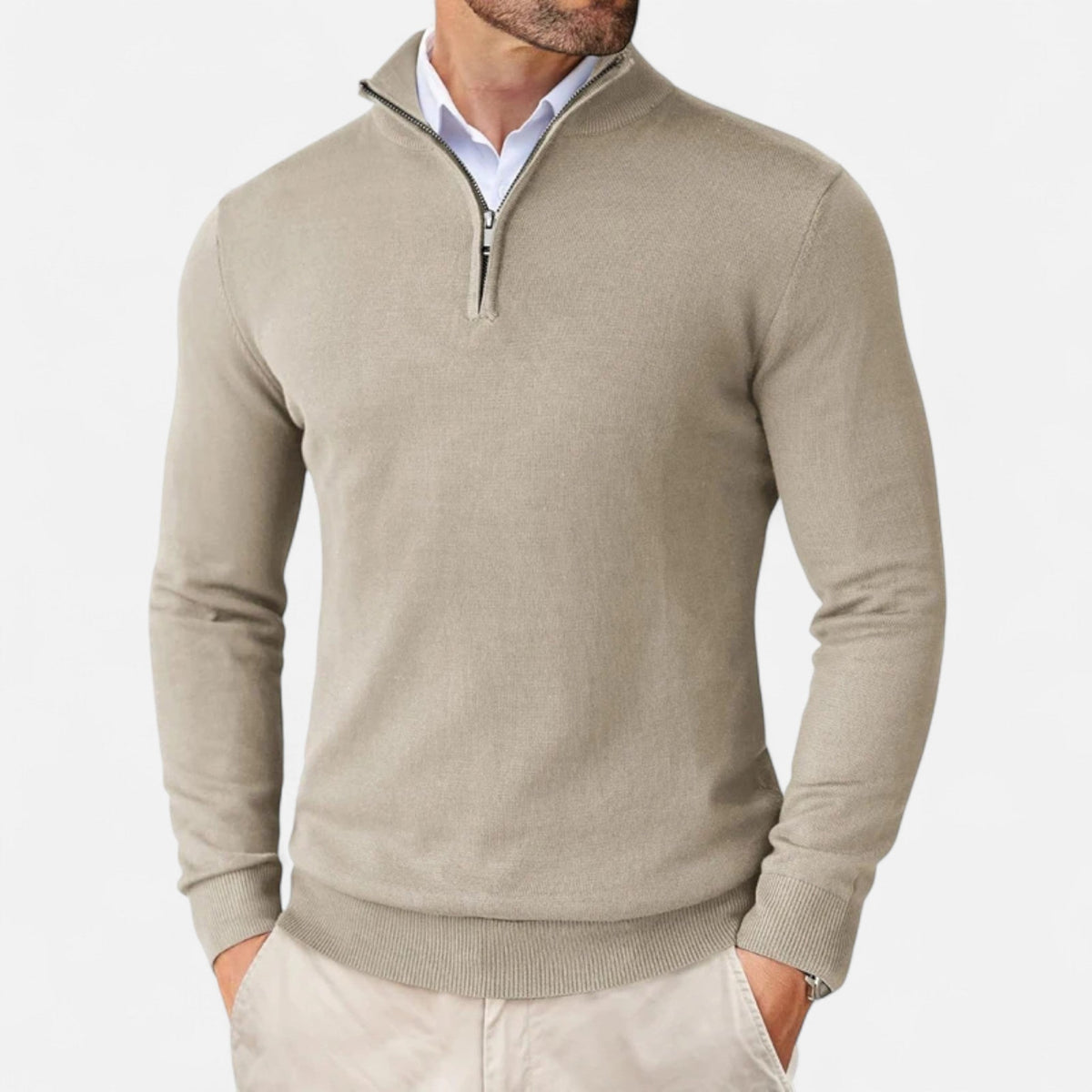 Slim-Fit Men's Zip-Up Sweater – Casual Wear, Everyday Comfort