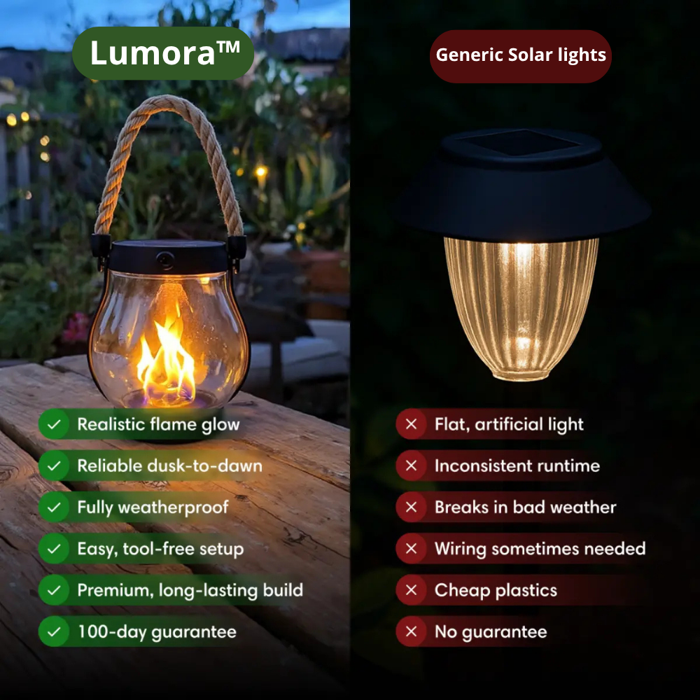 Solar Lantern with Realistic Flame Effect – Outdoor, Camping