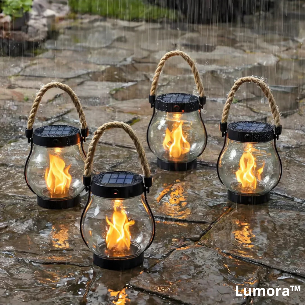 Solar Lantern with Realistic Flame Effect – Outdoor, Camping