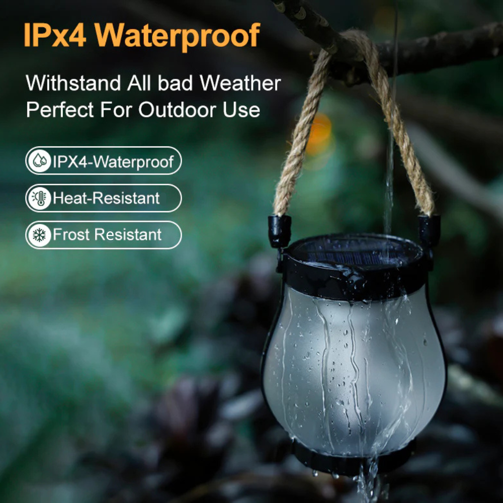 Solar Lantern with Realistic Flame Effect – Outdoor, Camping