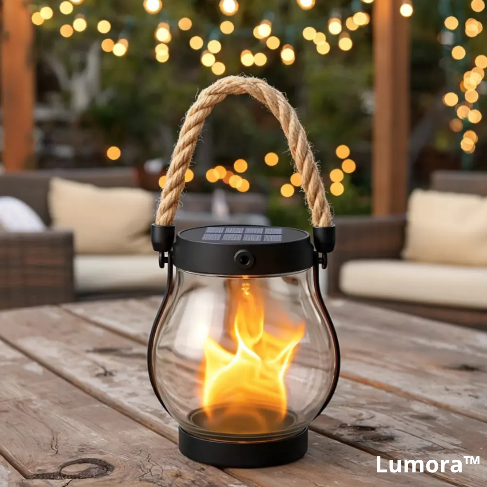 Solar Lantern with Realistic Flame Effect – Outdoor, Camping