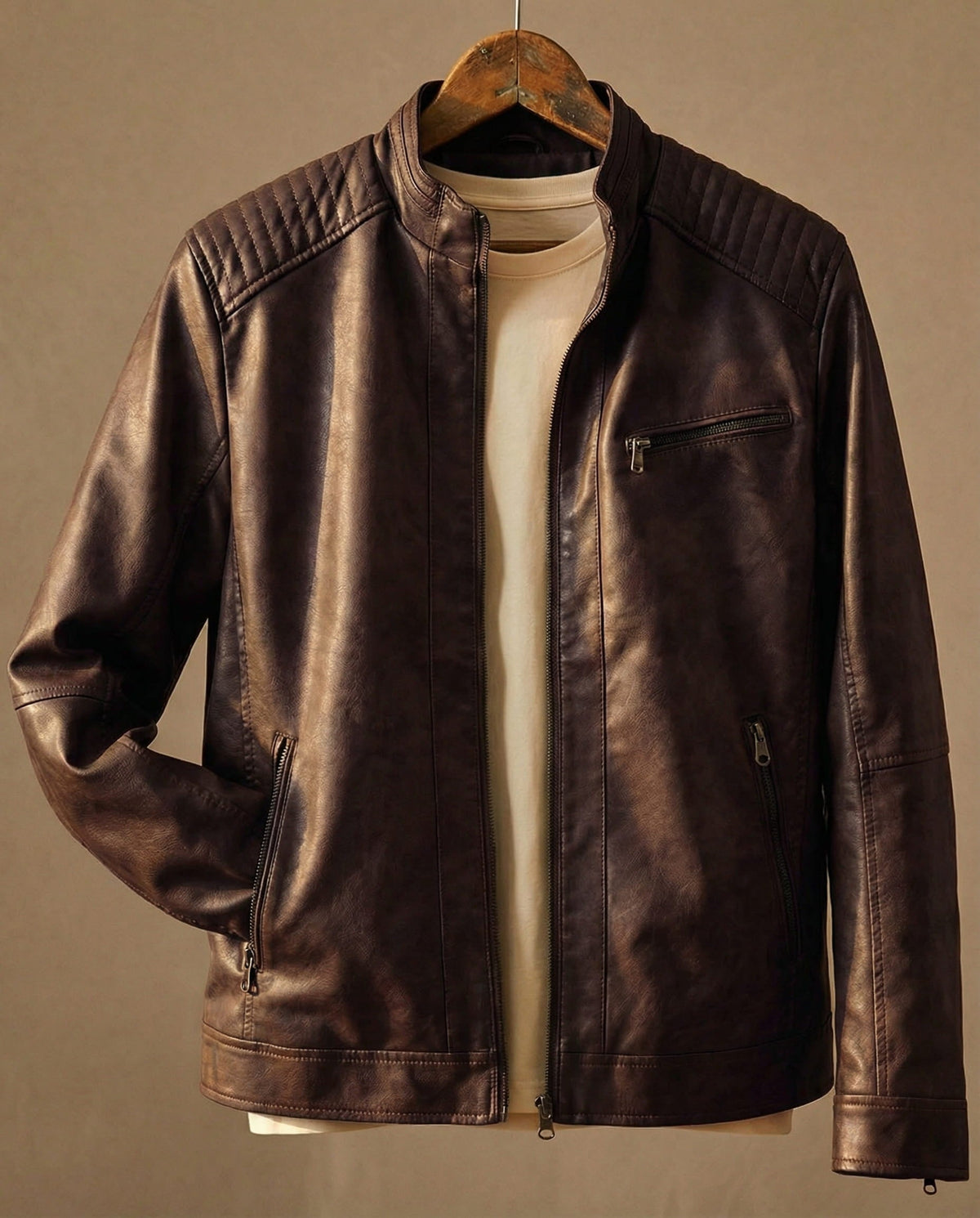 Stylish Men's Leather Jacket – Casual Wear, Everyday Use