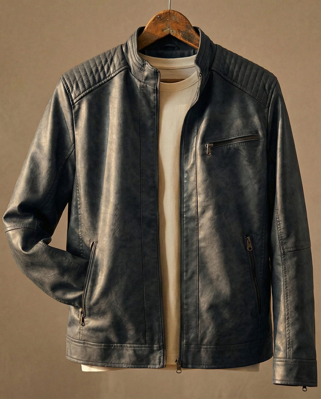 Stylish Men's Leather Jacket – Casual Wear, Everyday Use