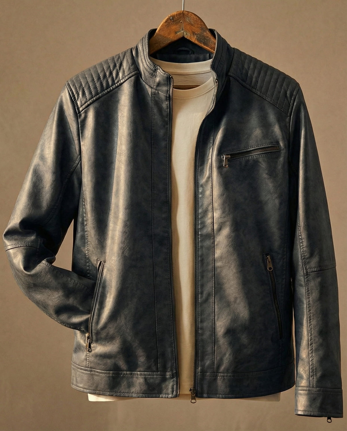 Stylish Men's Leather Jacket – Casual Wear, Everyday Use