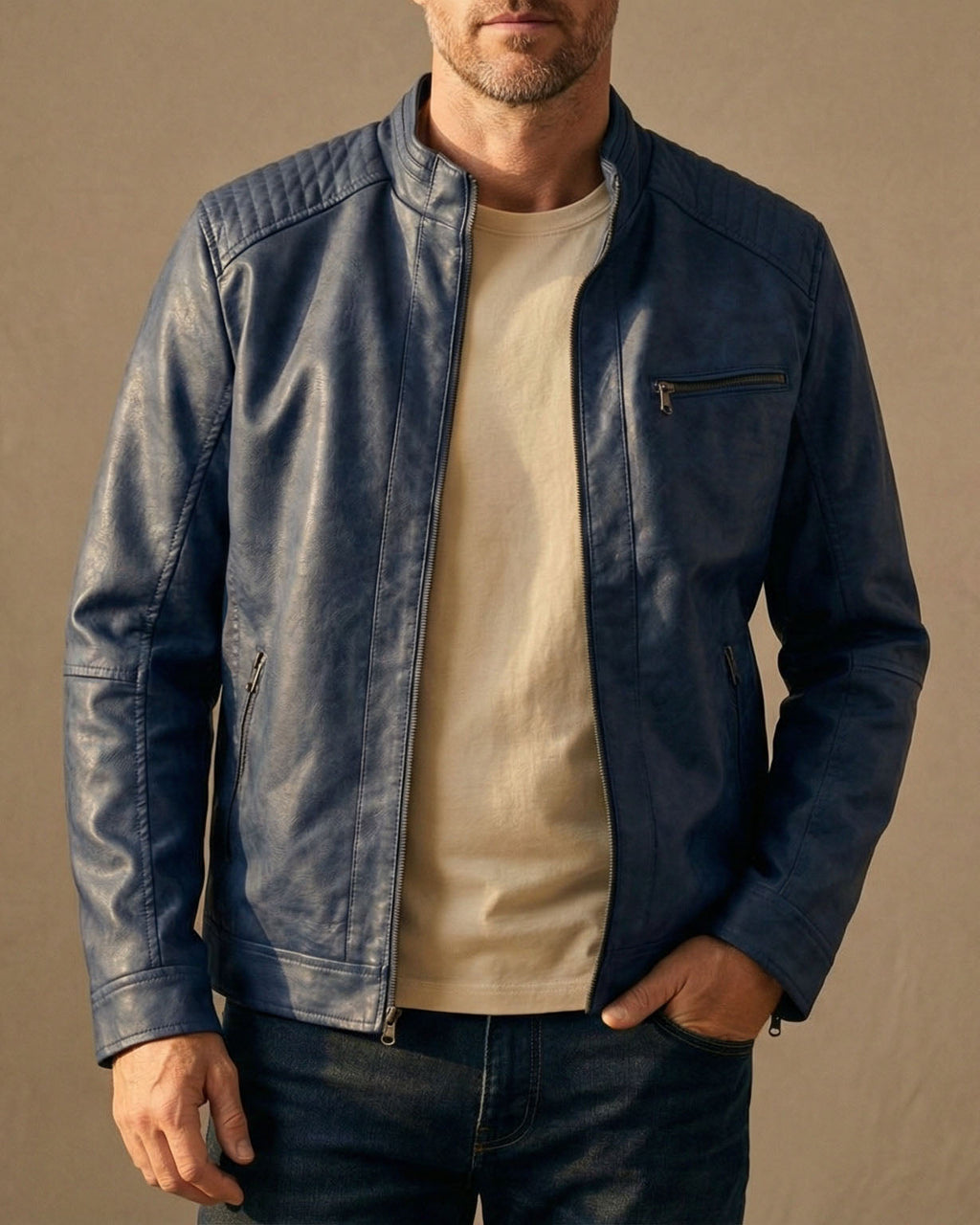Stylish Men's Leather Jacket – Casual Wear, Everyday Use