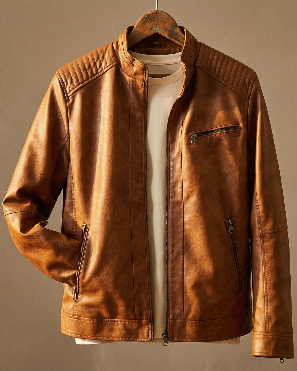 Stylish Men's Leather Jacket – Casual Wear, Everyday Use