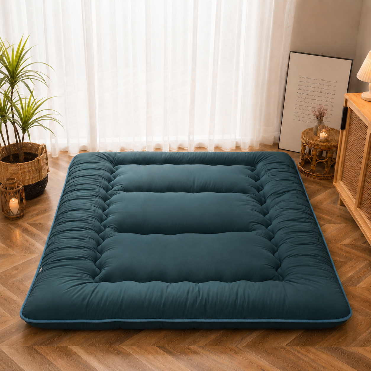 Japanese Floor Bed, 4 Inch Thick Futon Mattress, Foldable – Home, Travel