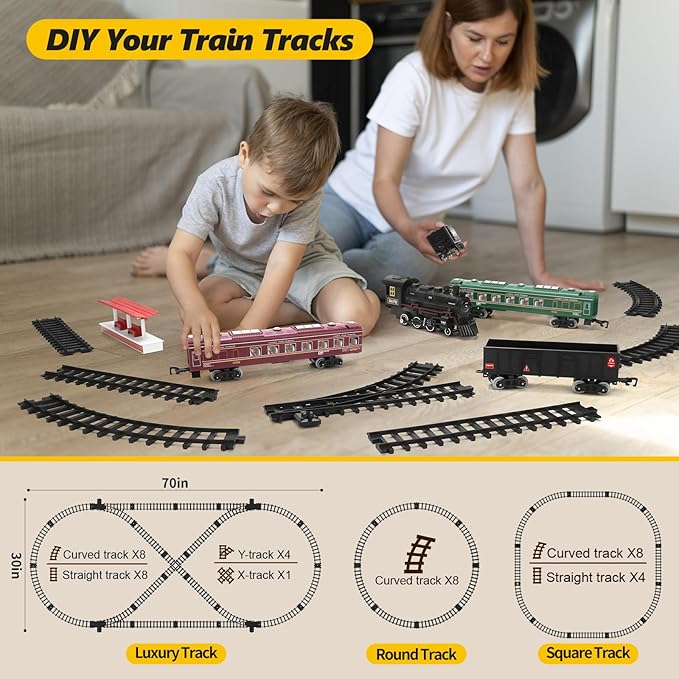 Train Set with Lights & Sounds – Interactive Locomotive Toy for Kids, Battery-Powered, Gift, Learning
