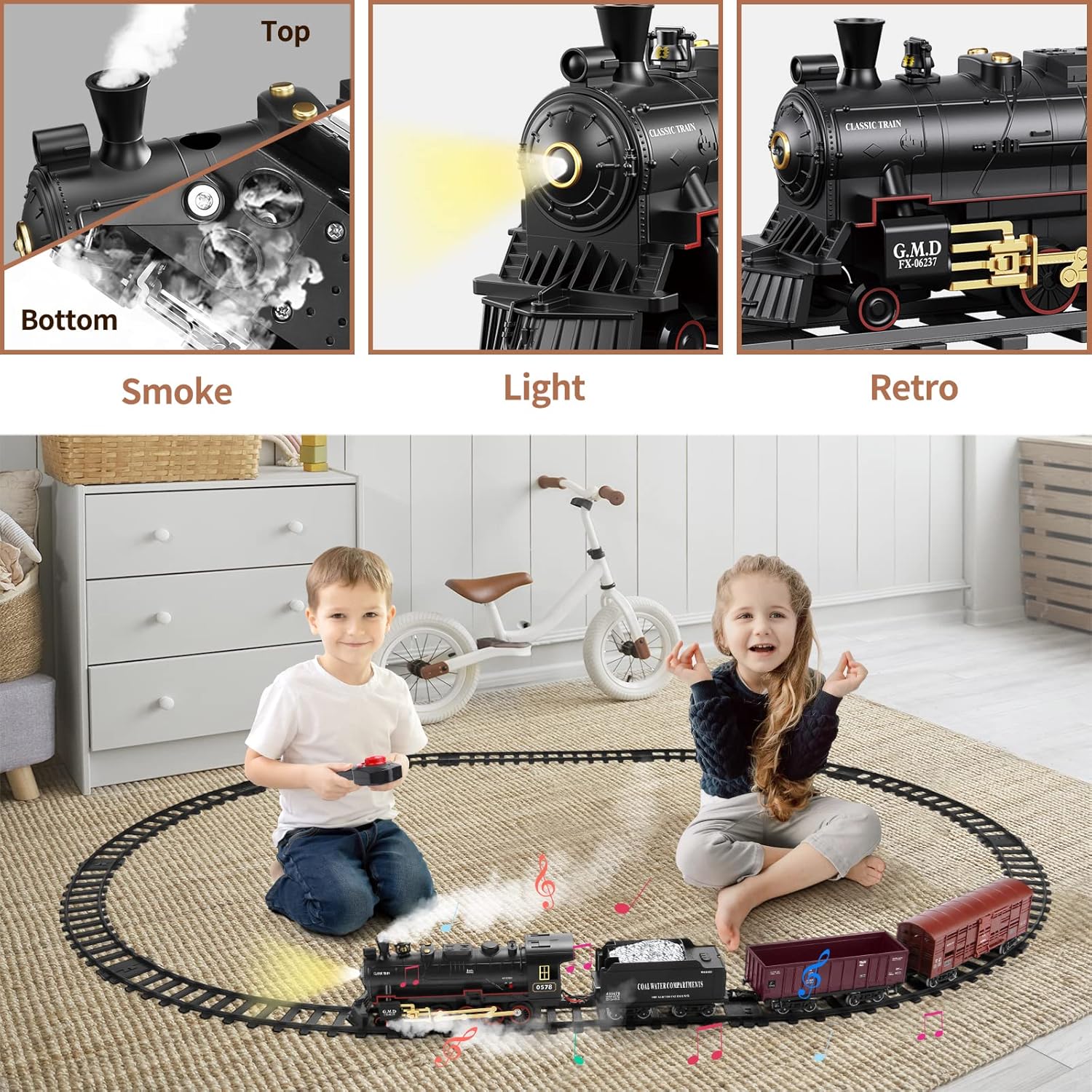 Train Set with Lights & Sounds – Interactive Locomotive Toy for Kids, Battery-Powered, Gift, Learning