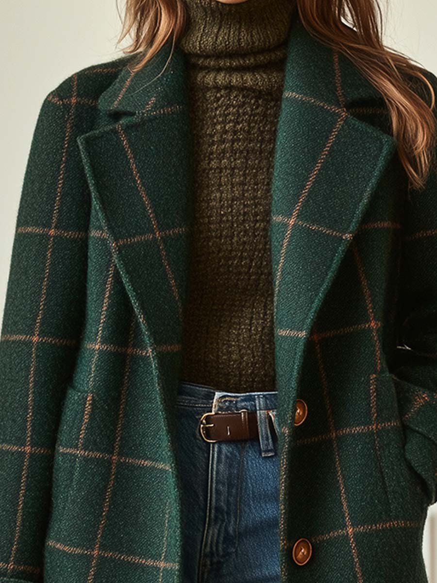 Tweed Check Coat – Casual Wear, Office Style