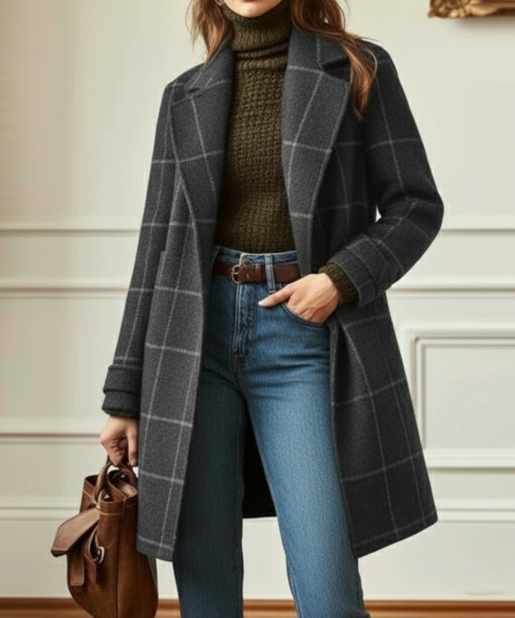 Tweed Check Coat – Casual Wear, Office Style