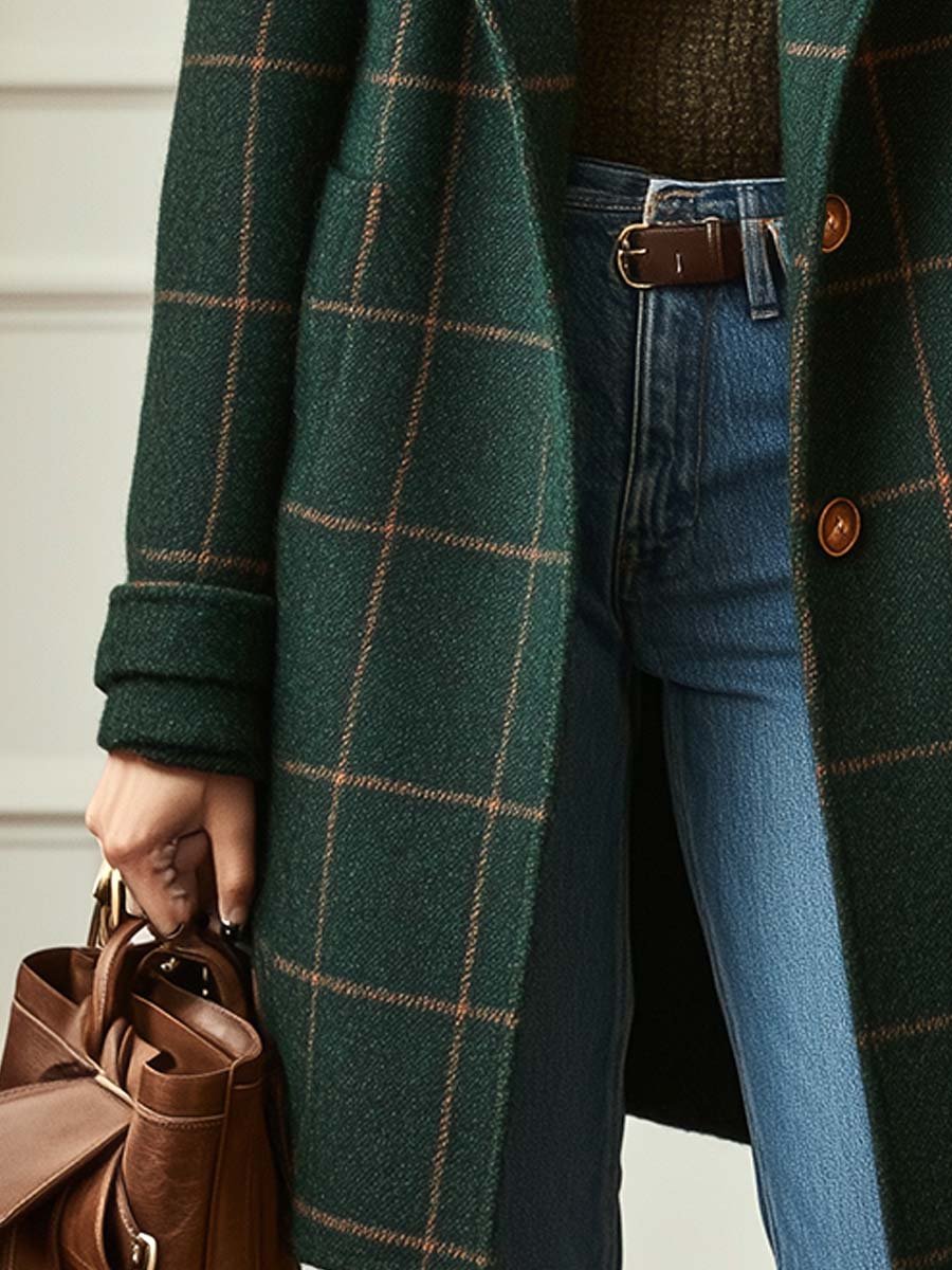 Tweed Check Coat – Casual Wear, Office Style