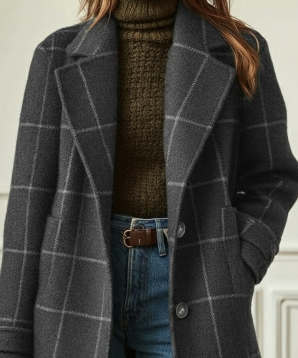 Tweed Check Coat – Casual Wear, Office Style