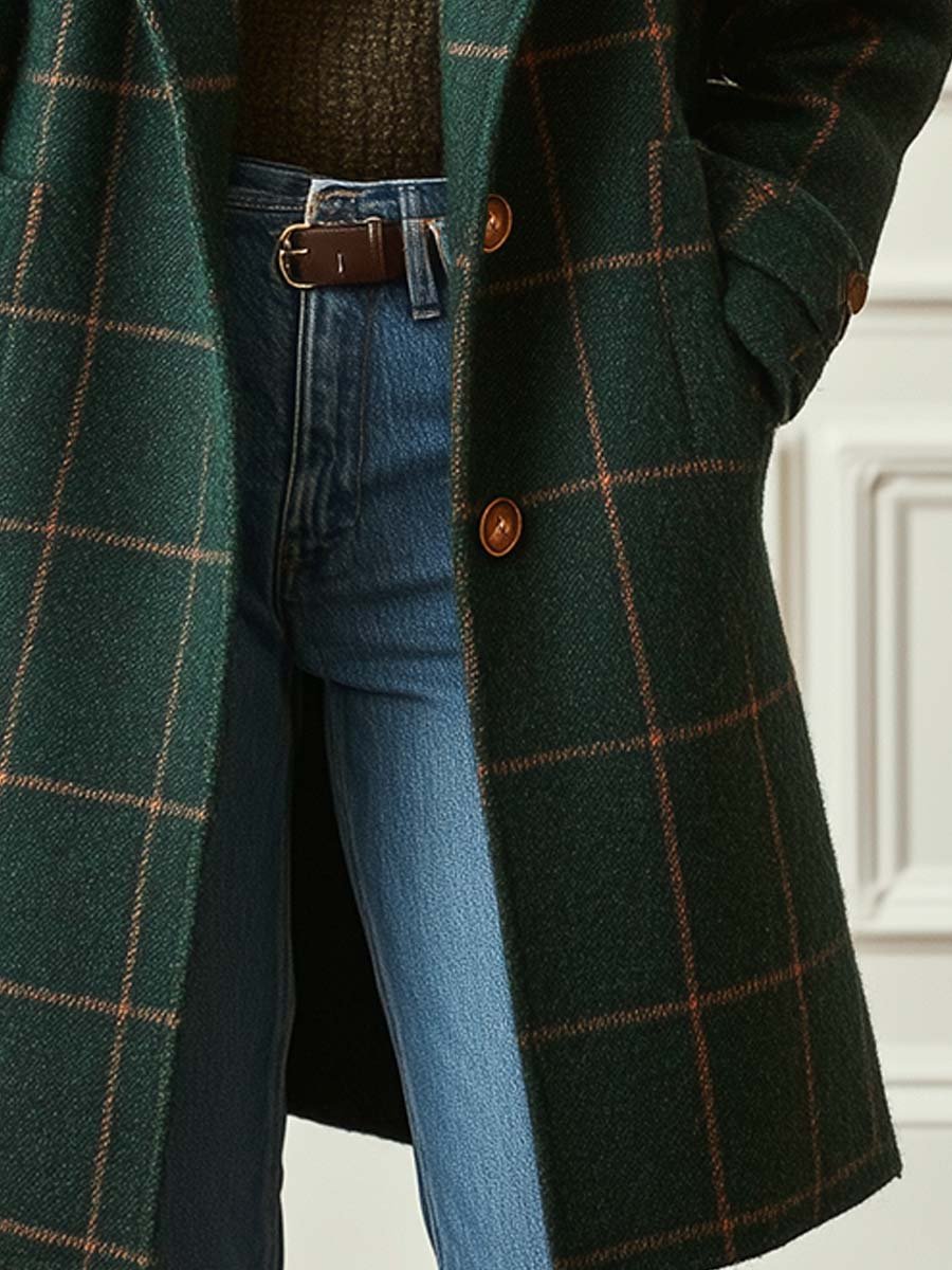 Tweed Check Coat – Casual Wear, Office Style