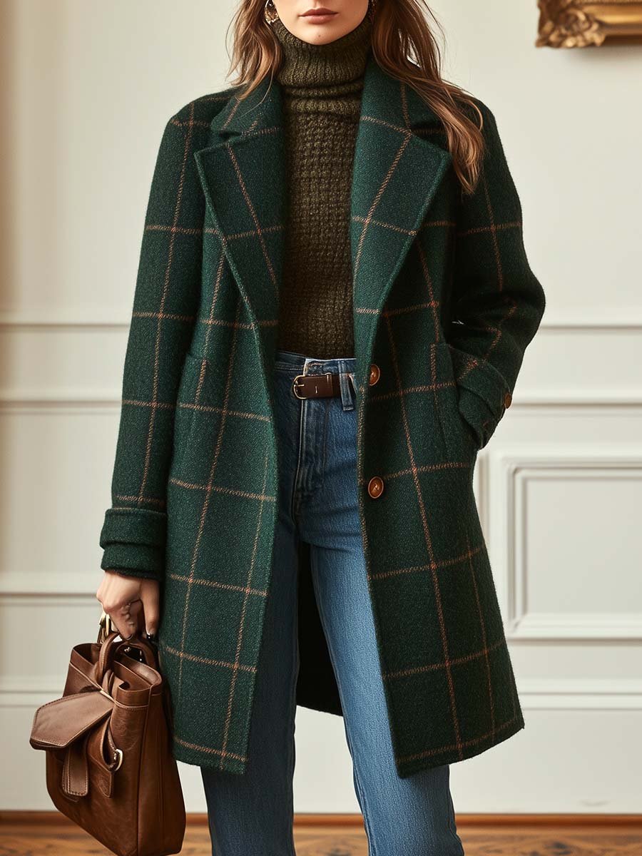 Tweed Check Coat – Casual Wear, Office Style
