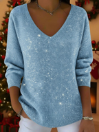 V-Neck Sequin Blouse for Women | Long Sleeve – Casual, Office