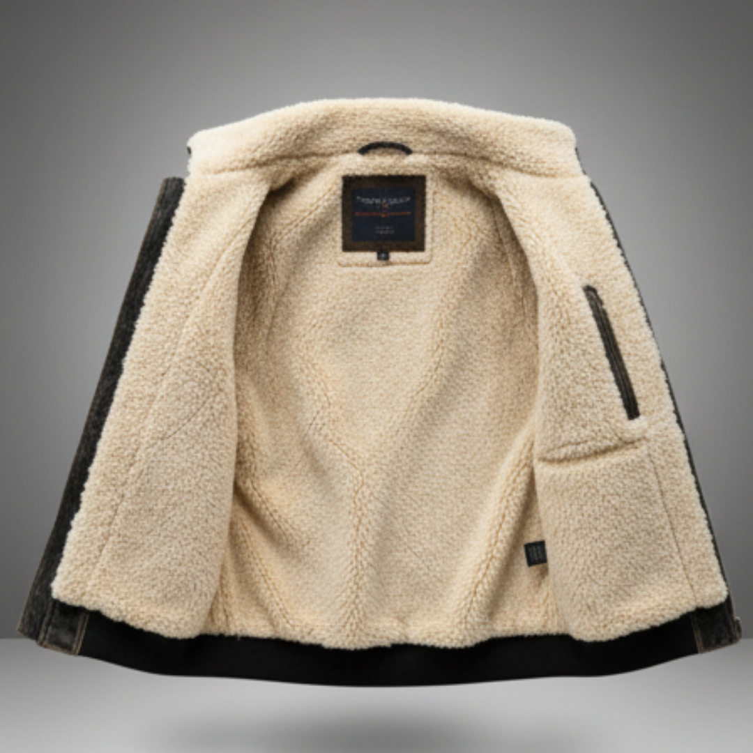 Vintage Leather Jacket for Men with Fluffy Lining – Casual Wear, Stylish Look