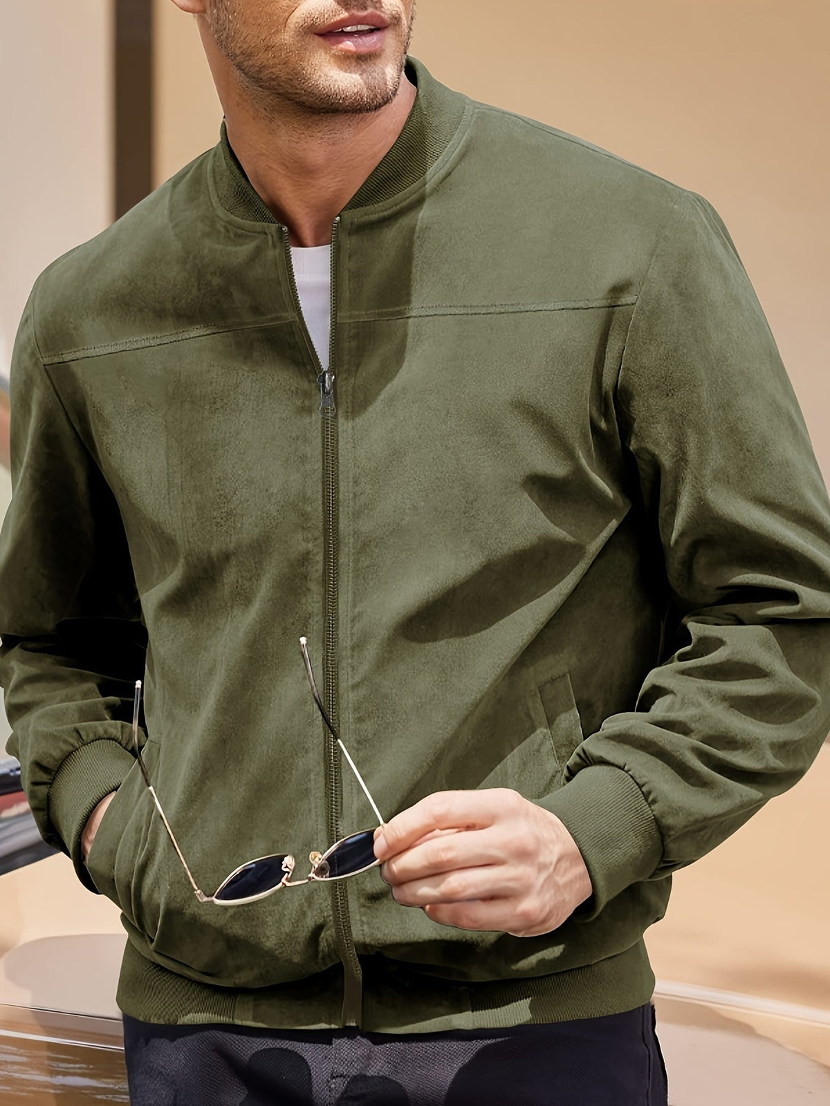 Vintage Men's Jacket Suede-Look – Casual Wear, Stylish Outfit