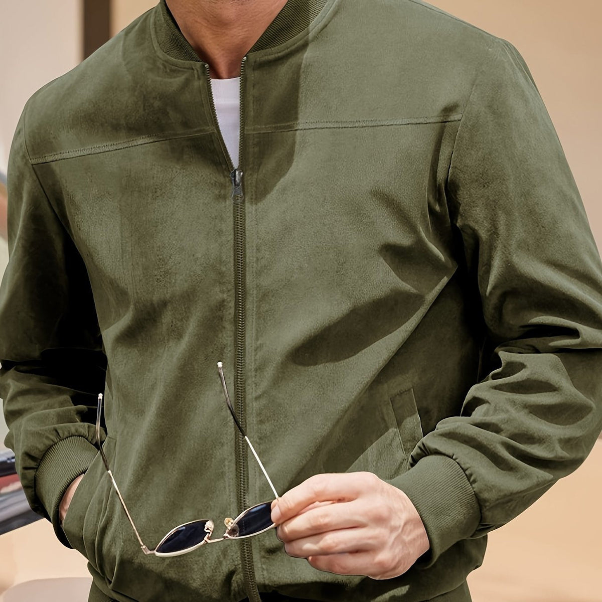 Vintage Men's Jacket Suede-Look – Casual Wear, Stylish Outfit