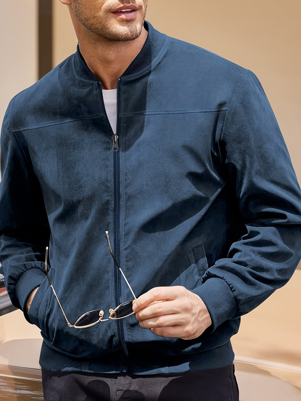 Vintage Men's Jacket Suede-Look – Casual Wear, Stylish Outfit