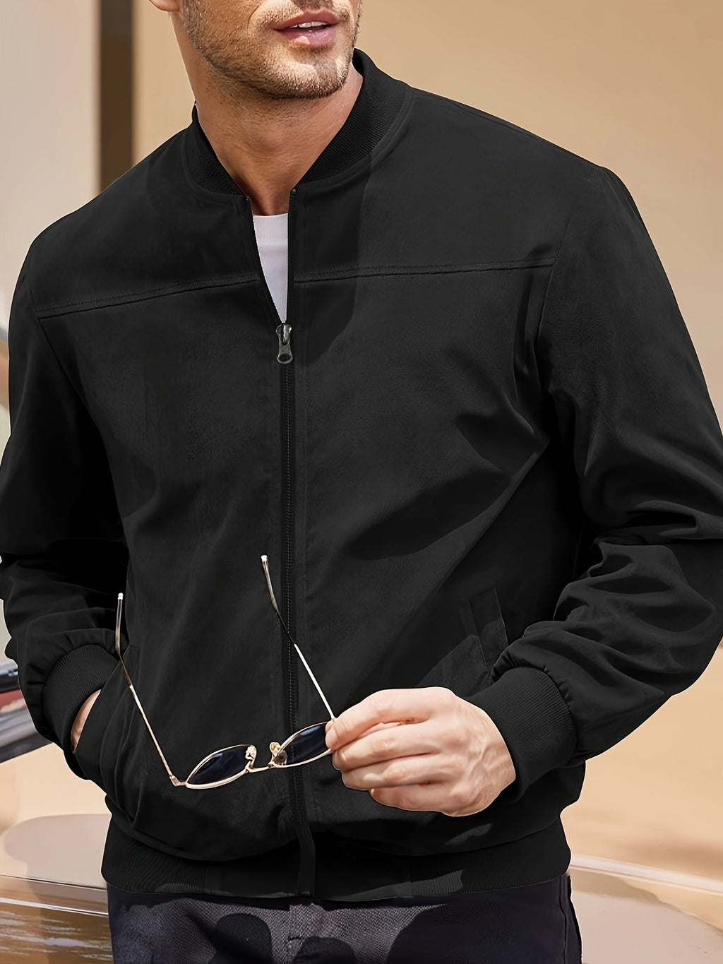 Vintage Men's Jacket Suede-Look – Casual Wear, Stylish Outfit