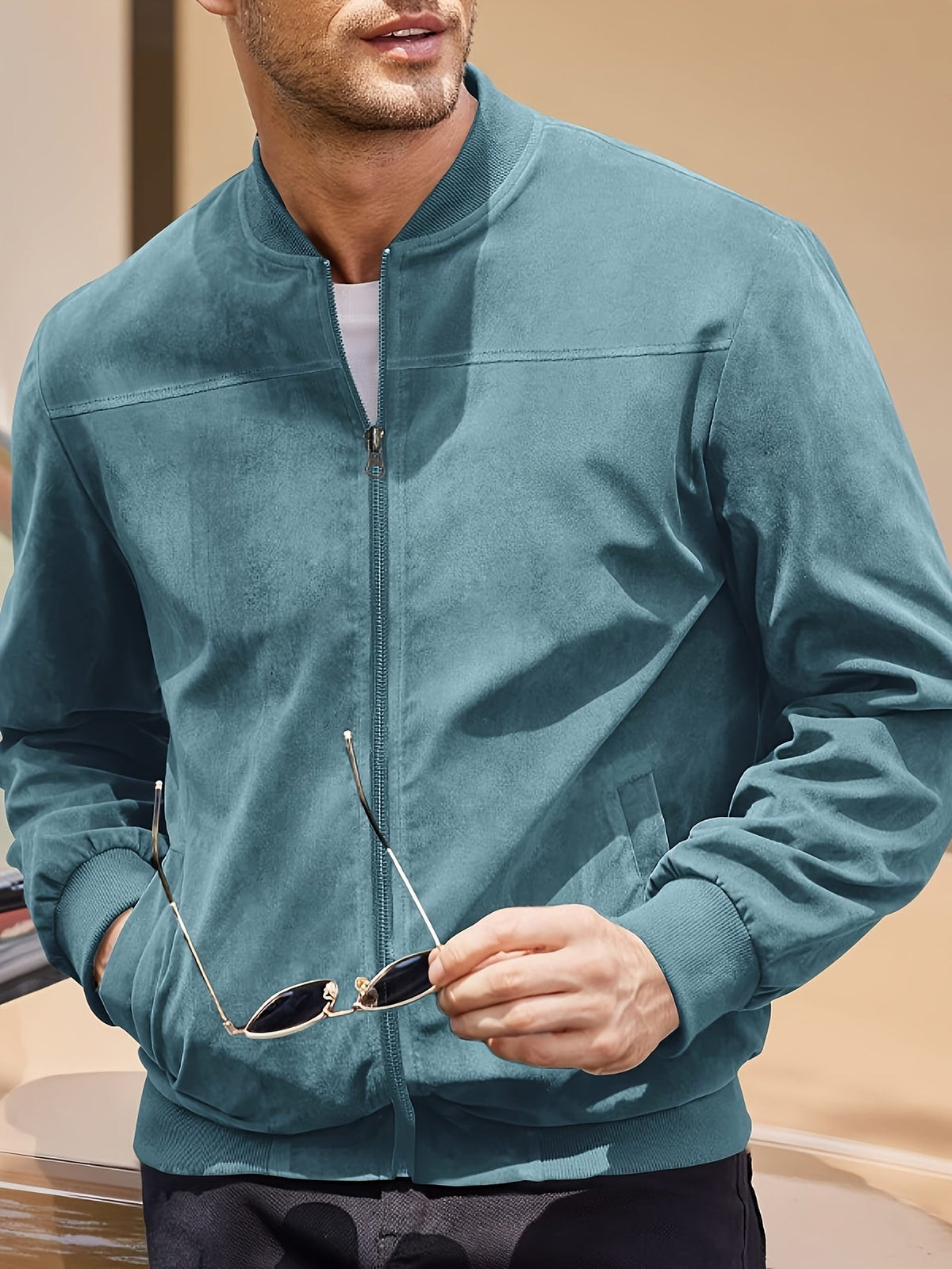 Vintage Men's Jacket Suede-Look – Casual Wear, Stylish Outfit