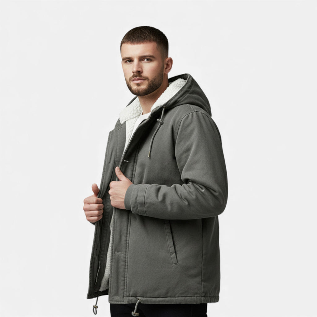 Warm Lined Men's Winter Jacket with Hood – Outdoor, Casual