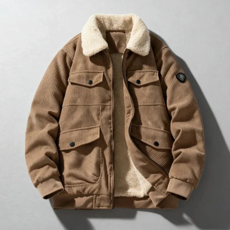 Warm Men's Corduroy Jacket with Plush Lining – Casual Wear, Outdoor Activities