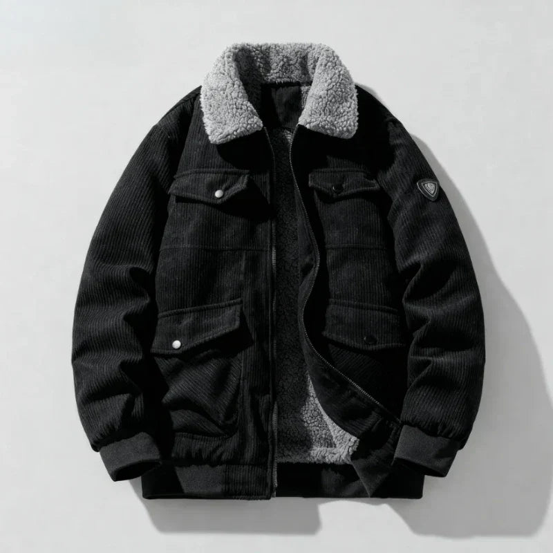 Warm Men's Corduroy Jacket with Plush Lining – Casual Wear, Outdoor Activities