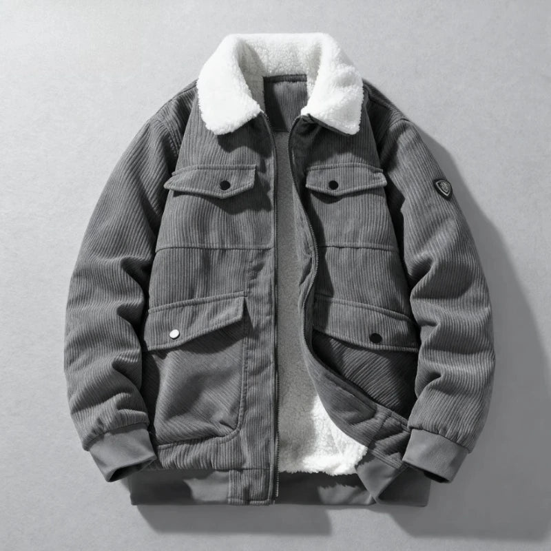Warm Men's Corduroy Jacket with Plush Lining – Casual Wear, Outdoor Activities
