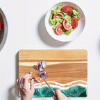 Wave Resin Cutting Board | Acacia Wood Cheese & Serving Board – Kitchen, Dining