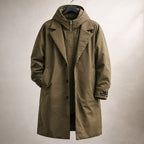 Windproof Layered Men's Hooded Coat – Outdoor, Casual