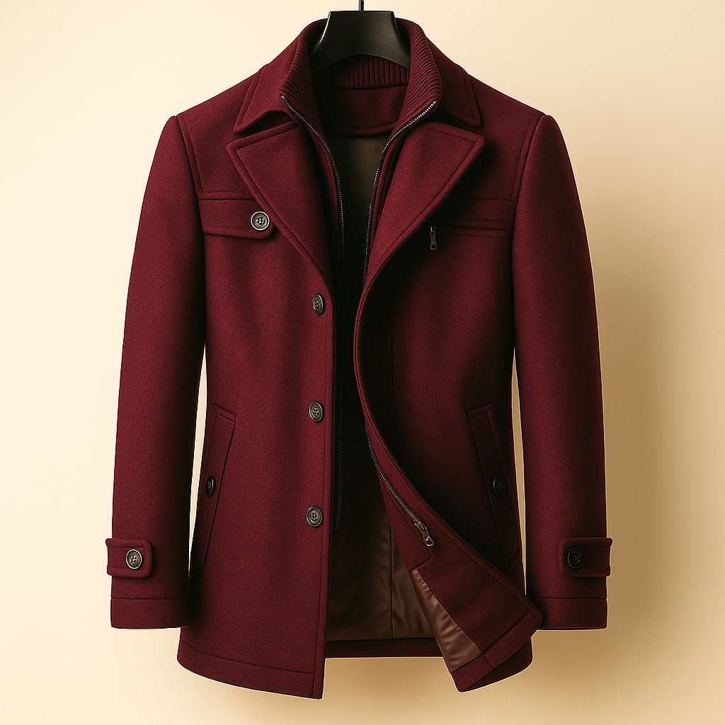 Windproof Wool Coat – Stylish Outerwear, Cold Weather Protection