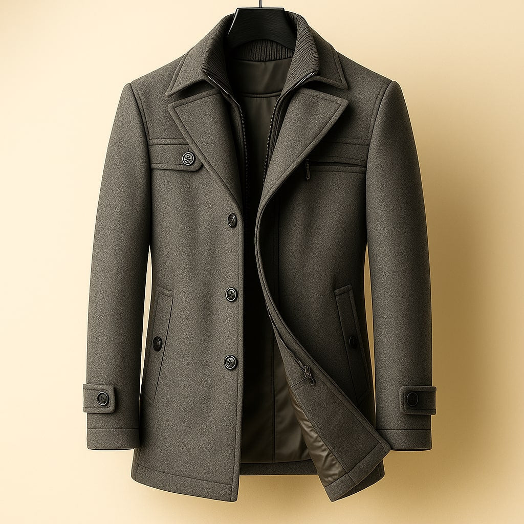 Windproof Wool Coat – Stylish Outerwear, Cold Weather Protection