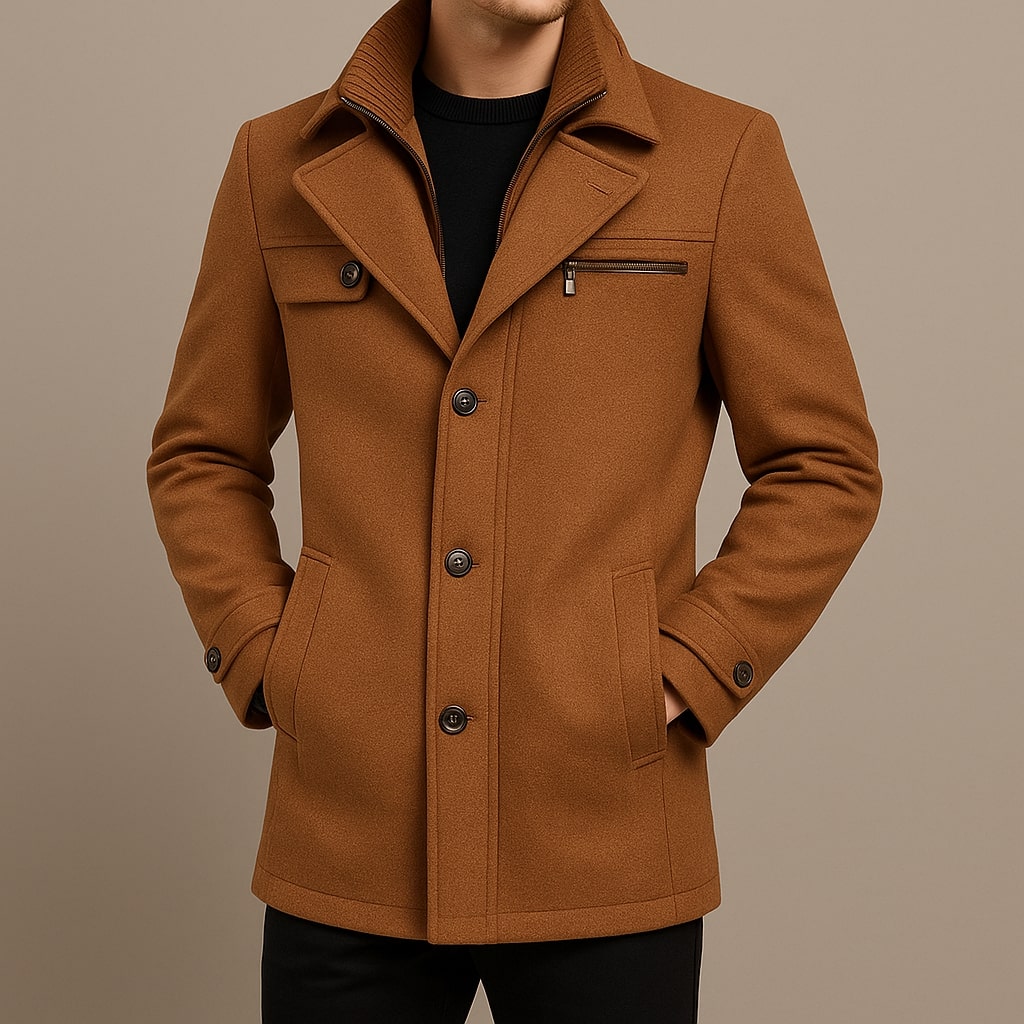 Windproof Wool Coat – Stylish Outerwear, Cold Weather Protection